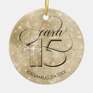 Glitter and Shine Quinceanera Gold ID701 Ceramic Tree Decoration