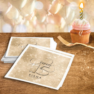 Glitter and Shine Quinceanera Gold ID701 Napkin