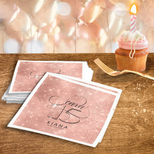Glitter and Shine Quinceanera V1 Rose Gold ID701 Napkin