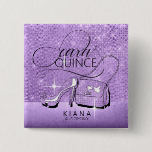 Glitter and Shine Quinceanera V2 Violet ID701 15 Cm Square Badge