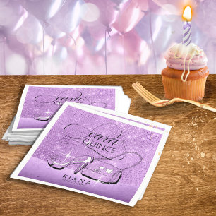 Glitter and Shine Quinceanera Violet ID701 Napkin
