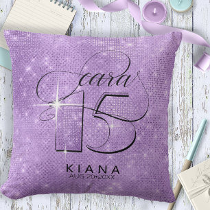 Glitter and Shine Quinceanera Violet V2 ID701 Cushion