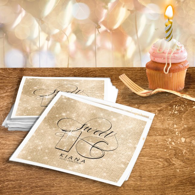 Glitter and Shine Sweet 16 Gold ID675 Napkin (Creator Uploaded)