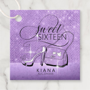 Glitter and Shine Sweet 16 V2 Violet ID675 Favour Tags
