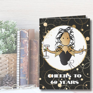 Glitter Any Age Ethnic 60th Birthday Card for Her