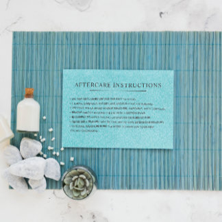 Glitter Aqua eyelash brow aftercare Instructions Business Card