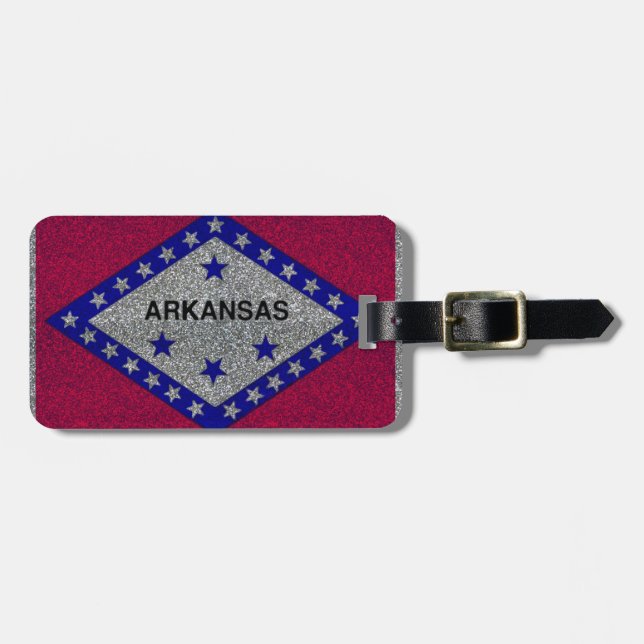 Glitter Arkansas flag customisable luggage tag (Front Horizontal)