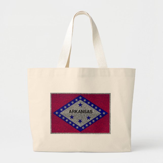 Glitter Arkansas flag jumbo tote bag (Front)