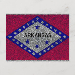 Glitter Arkansas flag postcard