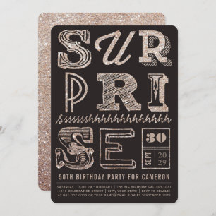 Glitter Art Deco Surprise Party Birthday Invite
