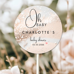 Glitter Baby Shower Classic Round Sticker
