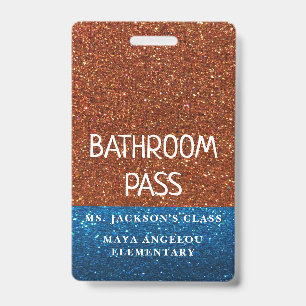 Glitter Back To School Colours Bathroom Hall Pass ID Badge