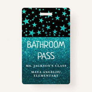 Glitter Back To School Stars Bathroom Hall Pass ID Badge