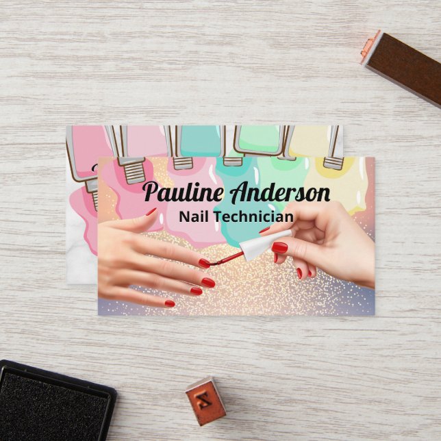 Glitter Background | Manicure Nail Polish Liquid Loyalty Card (Front/Back In Situ)