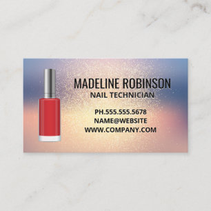 Glitter Background Red Nail Polish Bottle Business Card
