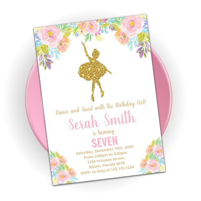 Glitter Ballerina Birthday Invitations (Creator Uploaded)