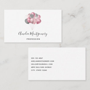 Glitter Balloon Bunch Pink and Silver Business Card