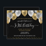 Glitter Balloons 50th Birthday Party Invitation<br><div class="desc">Elegant faux silver and gold glitter balloons on the top border. All text is adjustable and easy to change for your own party needs. Great elegant save the date birthday party template design.  any year,  age can be changed</div>
