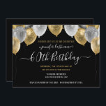 Glitter Balloons 60th Birthday Party Invitation<br><div class="desc">Elegant faux silver and gold glitter balloons on the top border. All text is adjustable and easy to change for your own party needs. Great elegant save the date birthday party template design.  any year,  age can be changed</div>