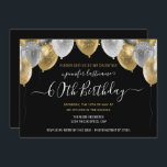 Glitter Balloons 60th Birthday Party Invitation<br><div class="desc">Elegant faux silver and gold glitter balloons on the top border. All text is adjustable and easy to change for your own party needs. Great elegant save the date birthday party template design.  any year,  age can be changed</div>