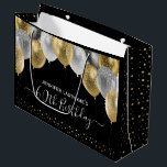 Glitter Balloons 60th Birthday Party Large Gift Bag<br><div class="desc">Elegant faux silver and gold glitter balloons on the top border. All text is adjustable and easy to change for your own party needs. Great elegant birthday party template design. any year, age can be changed Glitter balloons, fancy, chic, elegant faux glitter personalised 60th birthday gift bag. gold and black...</div>