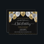 Glitter Balloons 65th Birthday Party Invitation<br><div class="desc">Elegant faux silver and gold glitter balloons on the top border. All text is adjustable and easy to change for your own party needs. Great elegant save the date birthday party template design.  any year,  age can be changed</div>