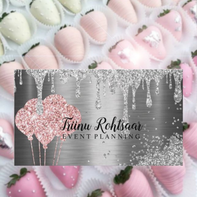 Glitter Balloons Event Plannig Business Card (Creator Uploaded)
