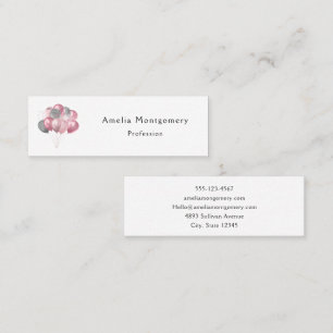 Glitter Balloons Pink and Silver Mini Business Card