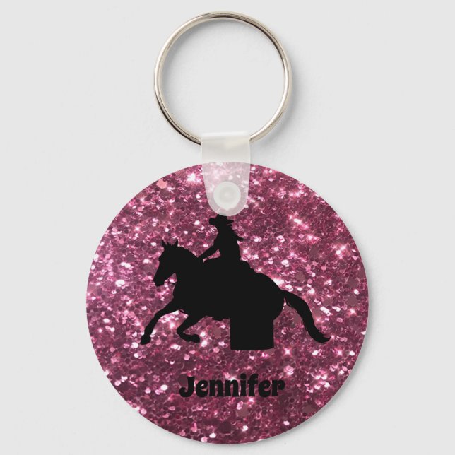 Glitter Barrel Racing Western Rodeo Keychain (Front)