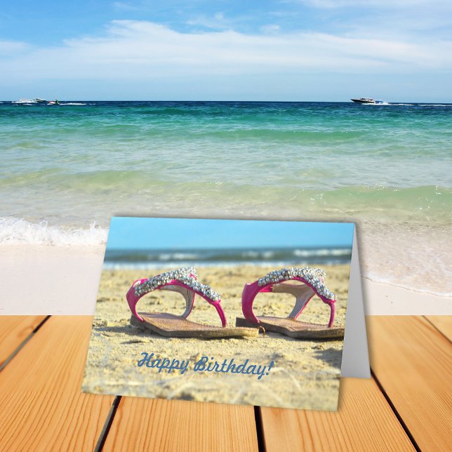 Glitter Beach Sandals Happy Birthday Card (Creator Uploaded)