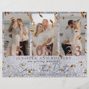 Glitter Beautiful Photo Collage Save the Date Card