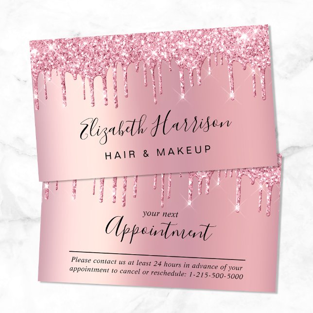 Glitter Beauty Pink Appointment Card (Creator Uploaded)