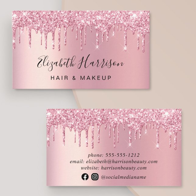 Glitter Beauty Pink Business Card (Creator Uploaded)