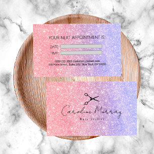 Glitter Beauty Pink  Hairstylist Appointment Card