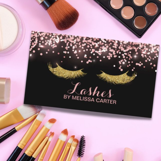 Glitter Beauty Salon Makeup Artist Lash Extensions Business Card (Glitter Beauty Salon Makeup Artist Lash Extensions Business Card)