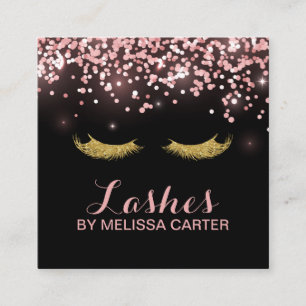 Glitter Beauty Salon Makeup Artist Lash Extensions Square Business Card