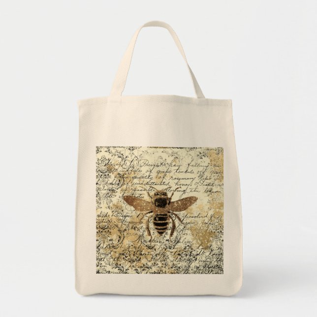 Glitter Bee on Vintage Ephemera   Tote Bag (Front)