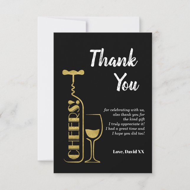 glitter, beer, wine, adult, thank you card (Front)