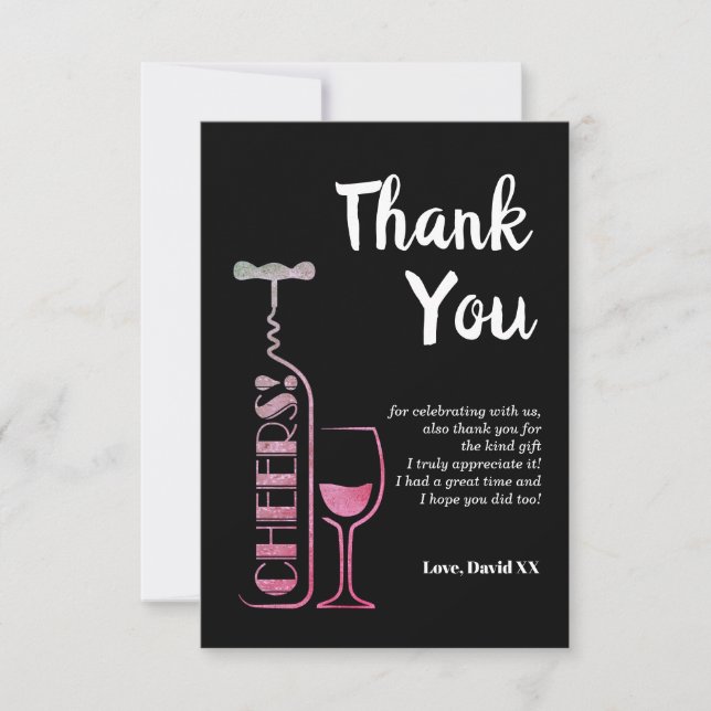glitter, beer, wine, adult, thank you card (Front)