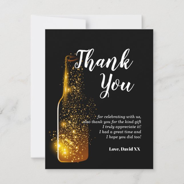 glitter, beer, wine, adult, thank you card (Front)