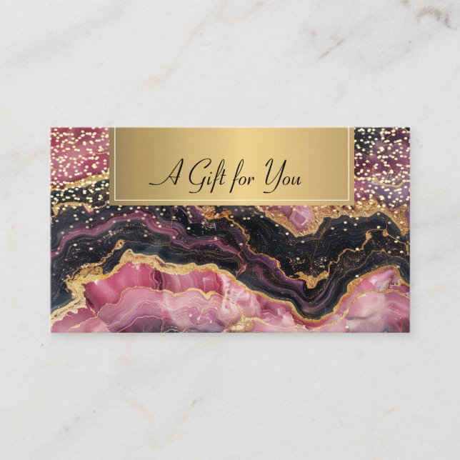  Glitter Black Burgundy Gold Confetti Discount Card (Front)