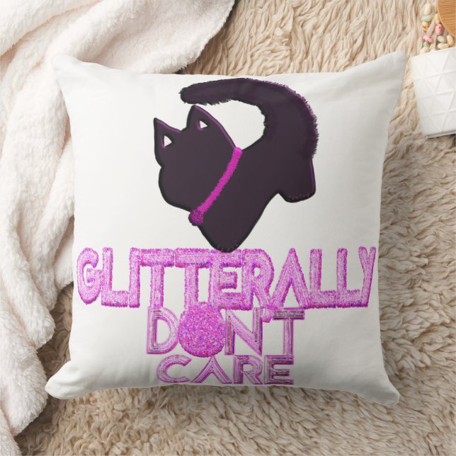 Glitter black cat don't care cushion (Blanket)