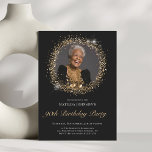 Glitter Black Gold 90th Birthday Party Invitation<br><div class="desc">Glitter Black Gold 90th Birthday Party Invitation. Celebrate a milestone in style with this elegant black and gold birthday invitation, featuring glitter accents that bring a touch of glamour to the design. Customise it with your own photo to make the invitation truly personal and unique, setting the perfect tone for...</div>