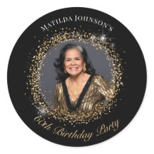 Glitter Black Gold Photo 60th Birthday Party