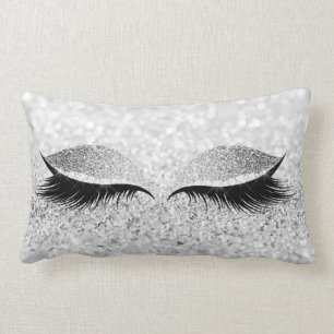 Glitter Black Makeup Eye Lashes White Silver Eye Lumbar Cushion