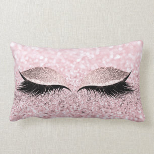 Glitter Black Makeup Eye Lashes White Silver Pink Lumbar Cushion