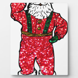 glitter black santa claus plaque