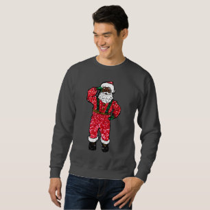 glitter black santa claus xmas mens sweatshirt