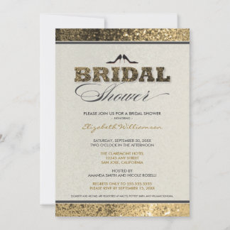 Glitter Bling Bridal Shower Invitation (gold)