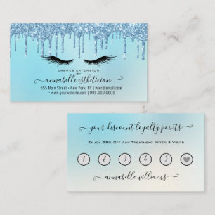 Glitter Blue Eyelash Extension Loyalty   Business  Card